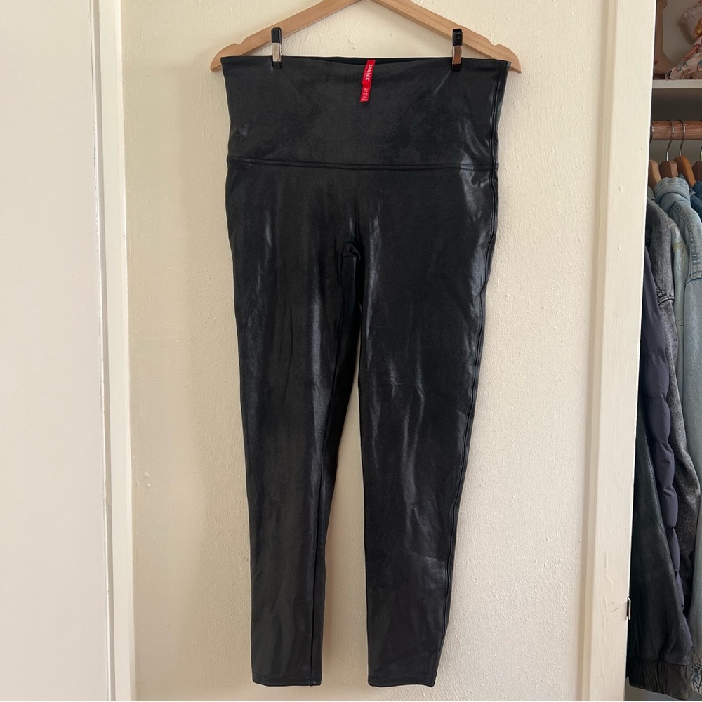 Black Leather Look Spanx Leggings